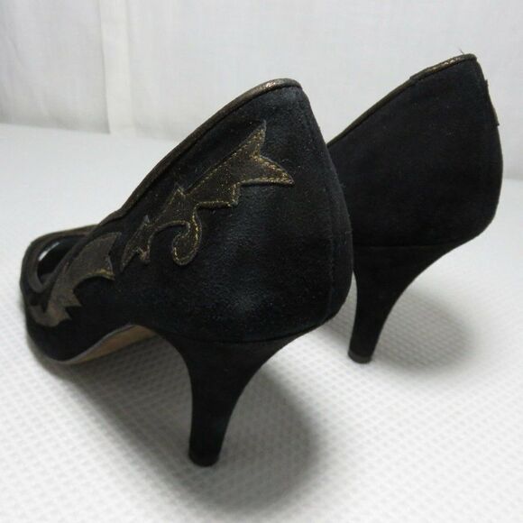 Lulu Guinness 8.5 London Black Peep Toe Heels Shoe - Picture 6 of 8